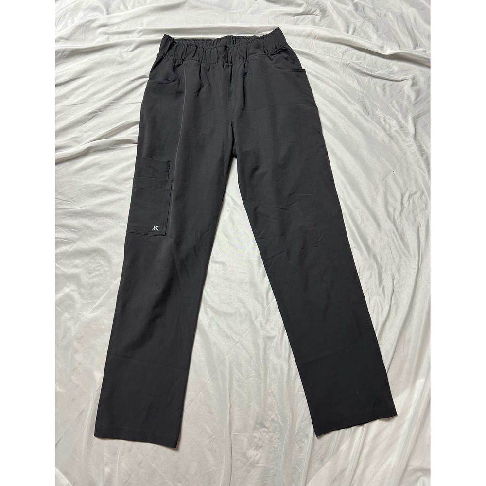 Kalea Scrub Pants Womens XS Charcoal Gray Elastic Waist Cargo Pockets Straight